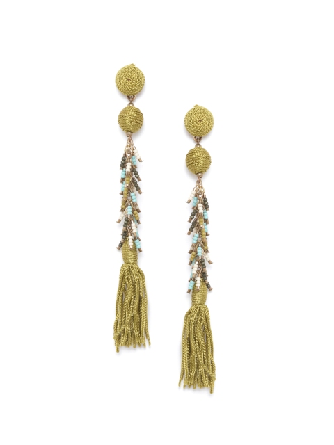 RICHEERA Lime Green & Blue Antique Gold-Plated Beaded Tasselled Contemporary Drop Earrings
RICHEERA Lime Green & Blue Antique Gold-Plated Beaded Tasselled Contemporary Drop Earrings