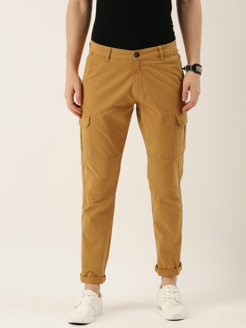 IVOC Men Khaki Slim Fit Solid Cargos
