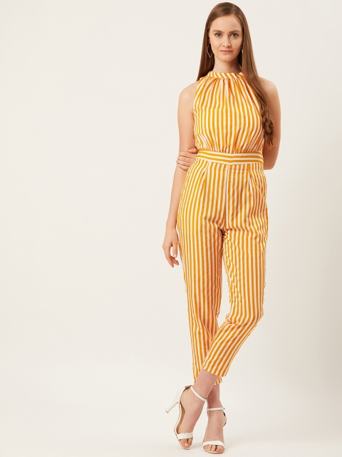 Alsace Lorraine Paris Women Mustard Yellow & Off-White Striped Cropped Basic Jumpsuit
Alsace Lorraine Paris Women Mustard Yellow & Off-White Striped Cropped Basic Jumpsuit