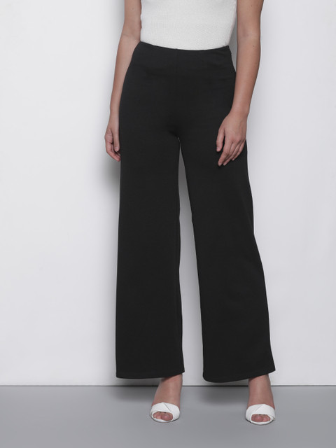 DOROTHY PERKINS Women Black Regular Fit Solid Parallel Trousers 
DOROTHY PERKINS Women Black Regular Fit Solid Parallel Trousers