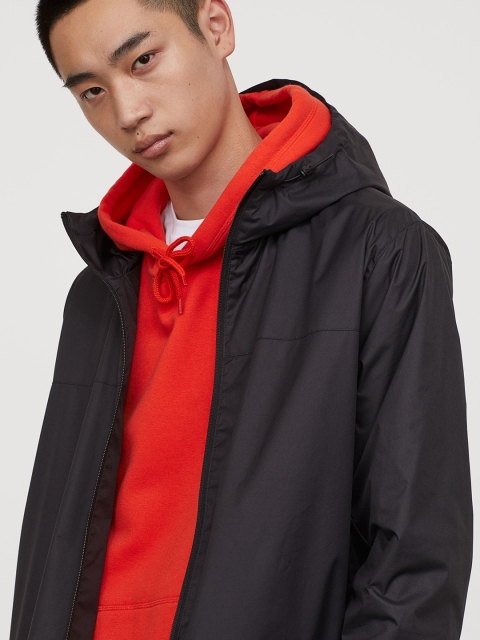 H&M Men Black Solid Windbreaker