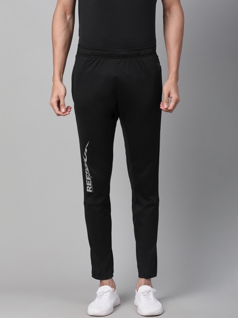 Reebok Men Black Brand Logo Print Detail Structure Training Track Pants