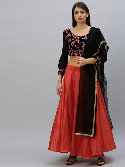 EthnoVogue Black & Rust Red Embroidered Made to Measure Lehenga & Blouse with Dupatta
EthnoVogue Black & Rust Red Embroidered Made to Measure Lehenga & Blouse with Dupatta