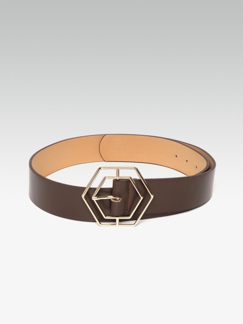 20Dresses Women Coffee Brown Solid Wide Belt
