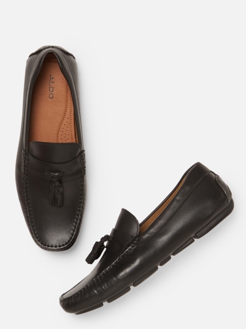 ALDO Men Black Leather Tassel Loafers