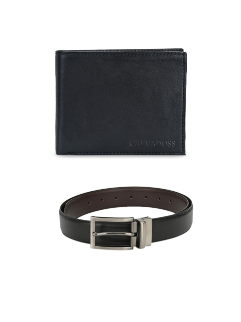 Calvadoss Men Black & Brown Premium Belt & Wallet Gift Set