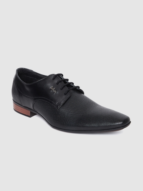 Lee Cooper Men Black Perforated Leather Formal Derbys