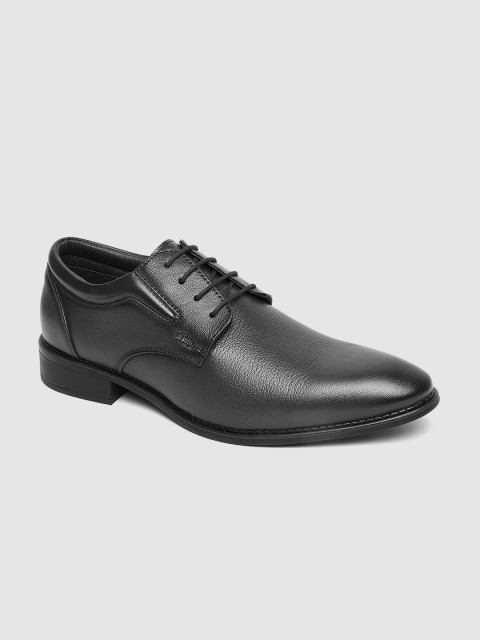 Lee Cooper Men Black Solid Leather Formal Derbys