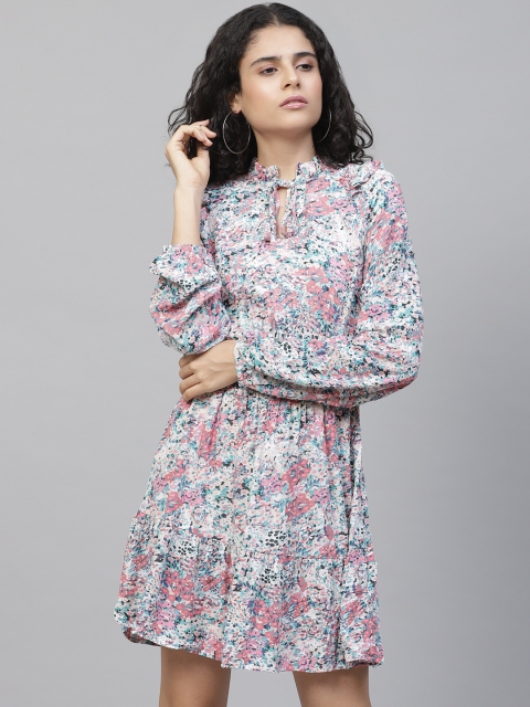 Marks & Spencer Women White & Pink Smocked Floral Printed Ruffled Fit and Flare Dress
Marks & Spencer Women White & Pink Smocked Floral Printed Ruffled Fit and Flare Dress