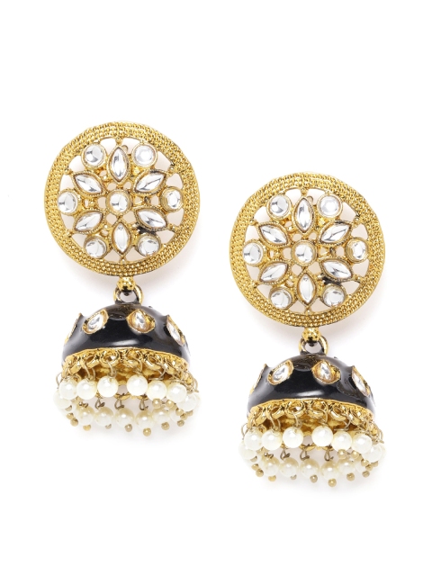 Jewels Galaxy Black & Off-White Gold-Plated Stone-Studded & Beaded Dome Shaped Jhumkas
Jewels Galaxy Black & Off-White Gold-Plated Stone-Studded & Beaded Dome Shaped Jhumkas
