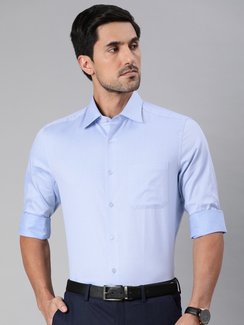 Louis Philippe Men Blue Classic Fit Self Design Formal Shirt