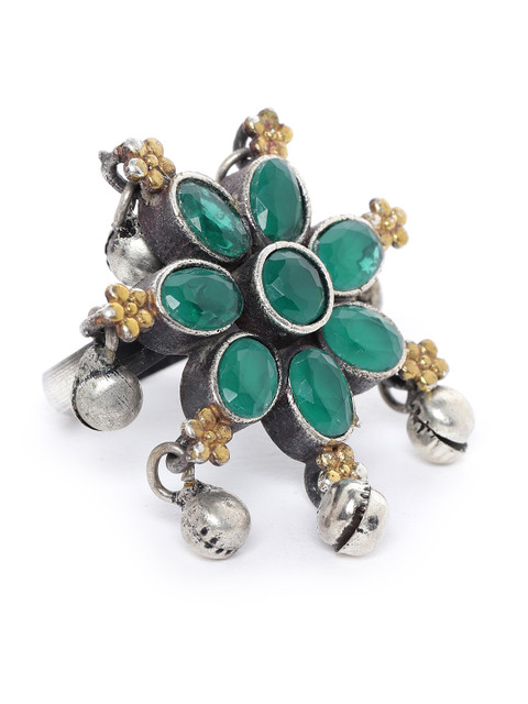 Priyaasi Green Oxidised German Silver Handcrafted Adjustable Ring with Silver-Plating
Priyaasi Green Oxidised German Silver Handcrafted Adjustable Ring with Silver-Plating