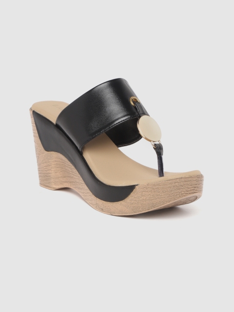 Lavie Women Black Solid Metallic Detail Platform Wedges