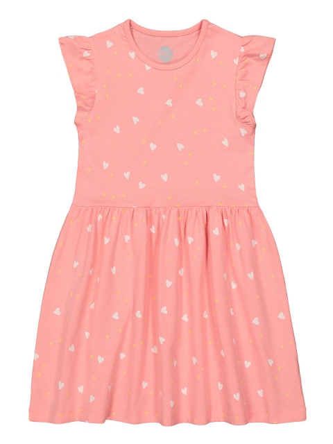 mothercare Girls Coral Printed Fit and Flare Dress