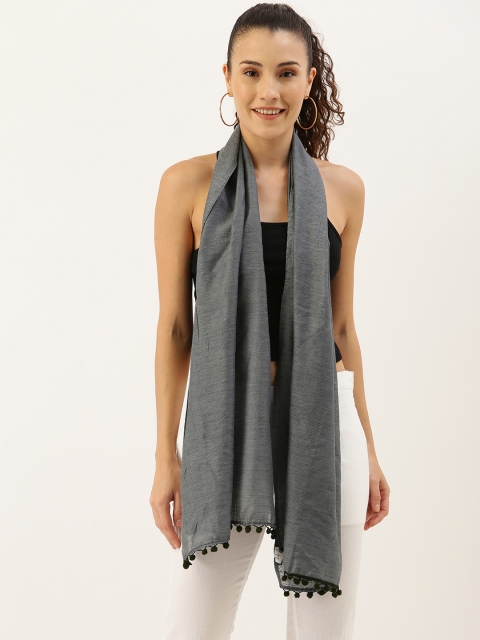 Ayesha Women Grey Solid Scarf