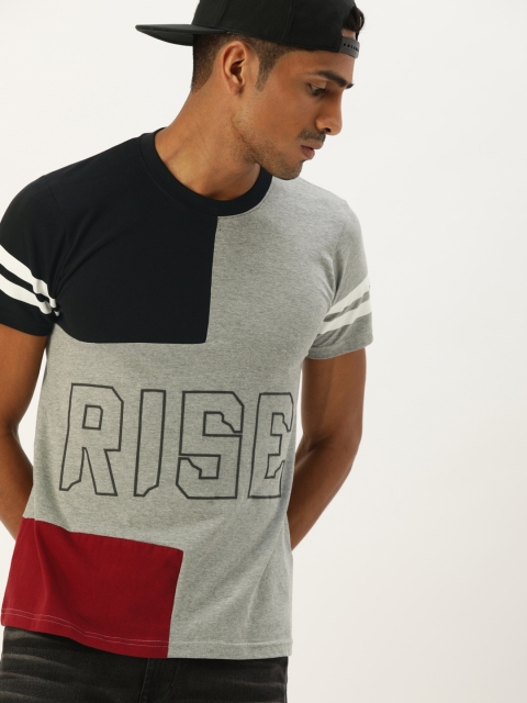 Moda Rapido Men Grey Melange & Black Colourblocked Round Neck T-shirt With Printed Detail
Moda Rapido Men Grey Melange & Black Colourblocked Round Neck T-shirt With Printed Detail