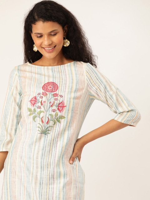 Taavi Women Off-White & Blue Sanganeri Handblock Print High-Low Kurta with Tie-Up Back
Taavi Women Off-White & Blue Sanganeri Handblock Print High-Low Kurta with Tie-Up Back