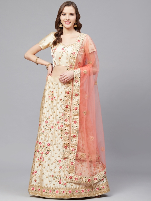Mitera Cream-Coloured & Pink Embroidered Semi-Stitched Lehenga & Unstitched Blouse with Dupatta
Mitera Cream-Coloured & Pink Embroidered Semi-Stitched Lehenga & Unstitched Blouse with Dupatta