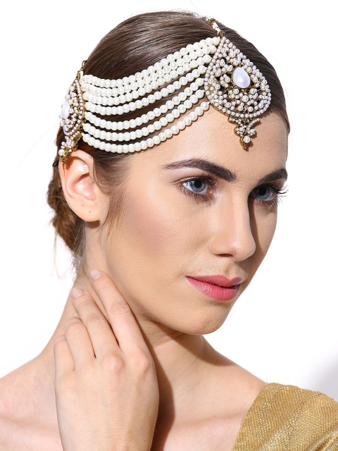 Zaveri Pearls Gold-Plated & White Beaded Multi-Layered Pearl Passa Style Antique Maang Tikka
Zaveri Pearls Gold-Plated & White Beaded Multi-Layered Pearl Passa Style Antique Maang Tikka