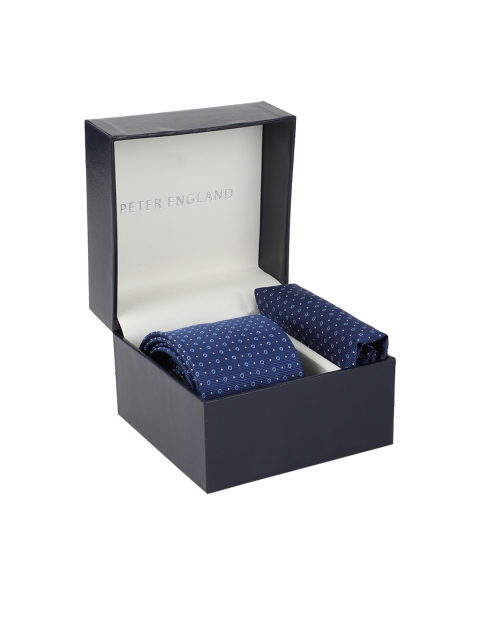 Peter England Men Navy Blue & White Printed Tie and Pocket Square Accessory Gift Set
Peter England Men Navy Blue & White Printed Tie and Pocket Square Accessory Gift Set