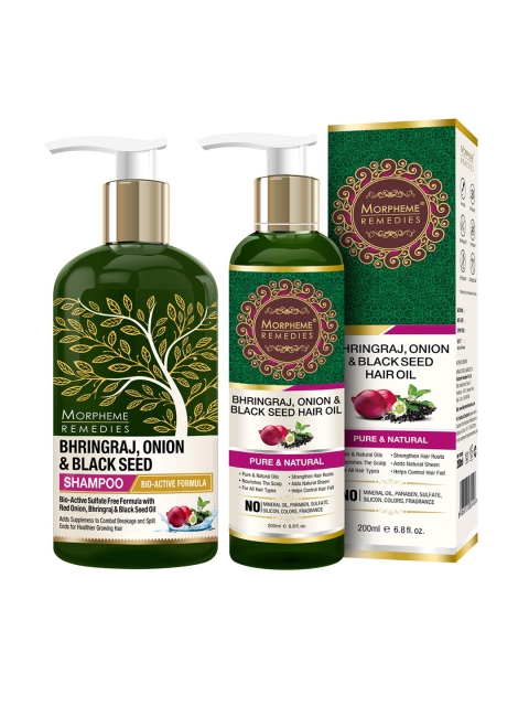 Morpheme Remedies Bhringraj, Onion & Black Seed Hair Shampoo & Onion Hair Oil, Green
Morpheme Remedies Bhringraj, Onion & Black Seed Hair Shampoo & Onion Hair Oil, Green