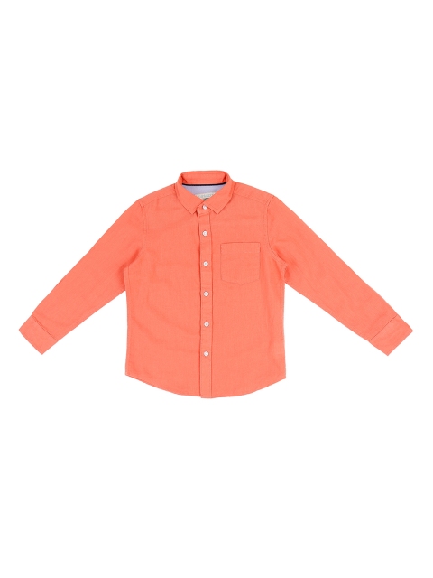 Pantaloons Junior Boys Orange Regular Fit Solid Casual Shirt