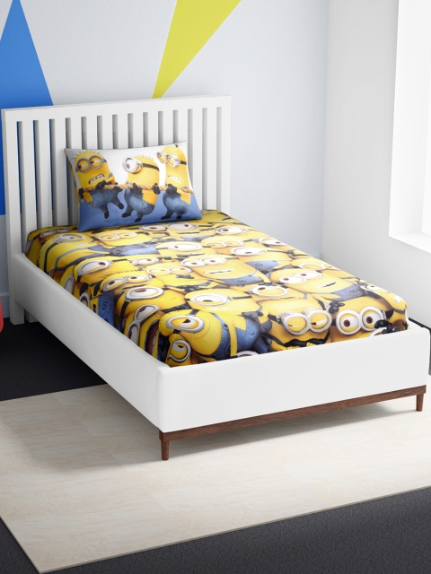 SPACES Kids Yellow & Blue Minions Print 180 TC Cotton 1 Single Bedsheet with Pillow Cover
SPACES Kids Yellow & Blue Minions Print 180 TC Cotton 1 Single Bedsheet with Pillow Cover