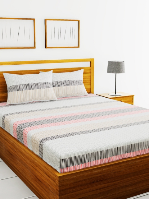 BIANCA Grey & Peach-Coloured Striped 180 TC Cotton 1 King Bedsheet with 2 Pillow Covers
BIANCA Grey & Peach-Coloured Striped 180 TC Cotton 1 King Bedsheet with 2 Pillow Covers