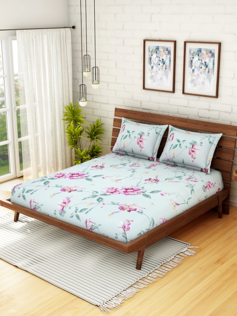 CORE Designed by SPACES Turquoise Blue & Magenta Floral 210 TC Cotton 1 Queen Bedsheet with 2 Pillow Covers
CORE Designed by SPACES Turquoise Blue & Magenta Floral 210 TC Cotton 1 Queen Bedsheet with 2 Pillow Covers