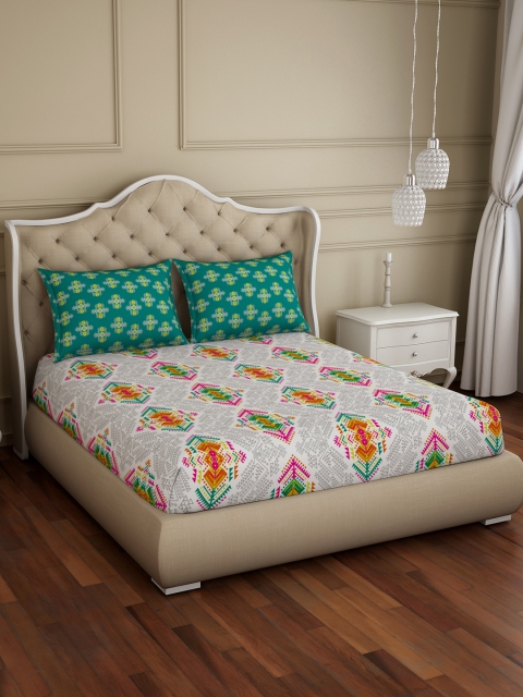 CORE Designed by SPACES Multicoloured & White Geometric 144 TC Cotton 1 Queen Bedsheet with 2 Pillow Covers, Multi
CORE Designed by SPACES Multicoloured & White Geometric 144 TC Cotton 1 Queen Bedsheet with 2 Pillow Covers, Multi