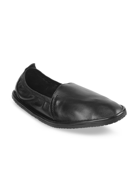 Mochi Men Black Solid Leather Slip-On Sneakers