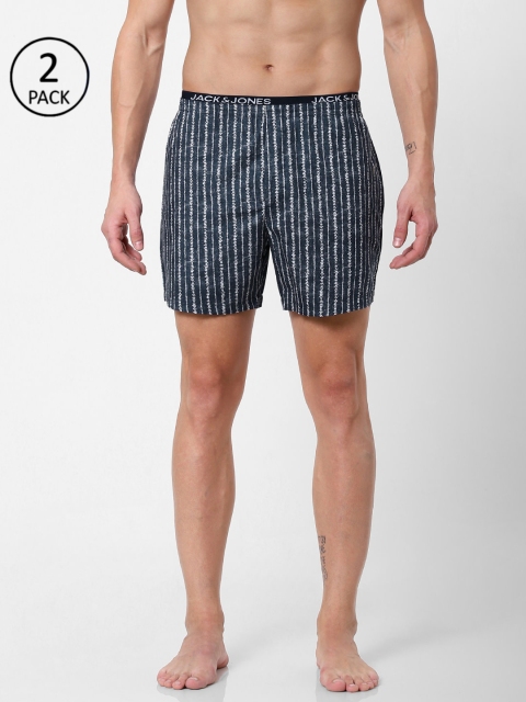 Jack & Jones Men Pack of 2 Navy Blue & White Printed Pure Cotton Boxers 11264410-2
Jack & Jones Men Pack of 2 Navy Blue & White Printed Pure Cotton Boxers 11264410-2