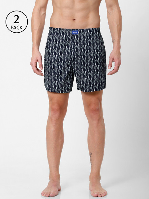 Jack & Jones Men Pack of 2 Printed Pure Cotton Boxers, Navy blue 
Jack & Jones Men Pack of 2 Printed Pure Cotton Boxers, Navy blue