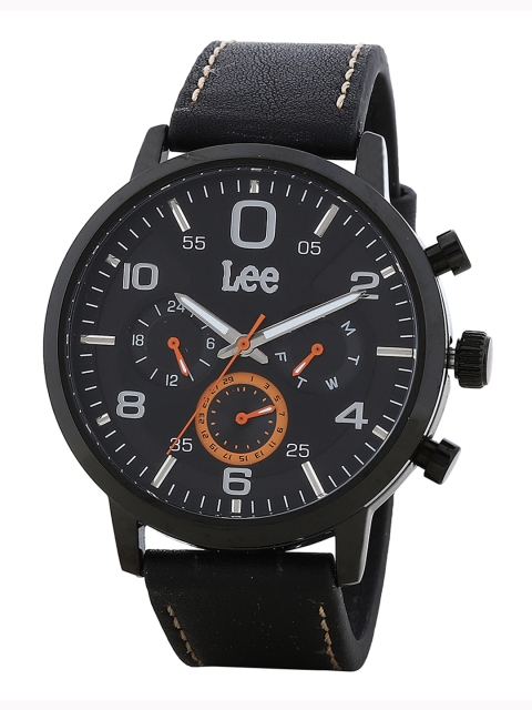 Lee Men Black Leather Analogue Watch LEF-M126ABL1-1S