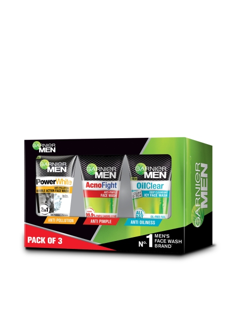Garnier Men Set of 3 Face Washes - AcnoFight - PowerWhite Double Action - OilClear, Black
Garnier Men Set of 3 Face Washes - AcnoFight - PowerWhite Double Action - OilClear, Black