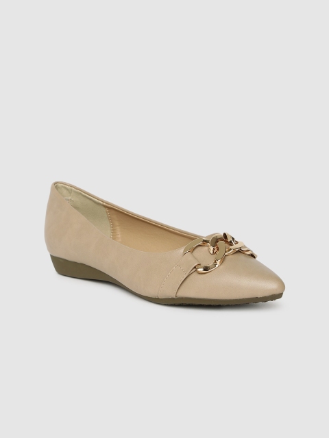 DressBerry Women Beige Embellished Ballerinas