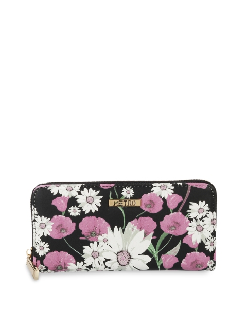 Metro Black & Purple Printed Purse Clutches