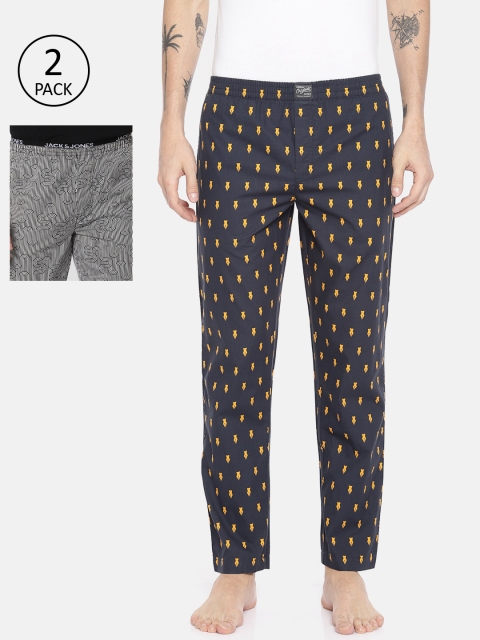 Jack & Jones Pack of Two Men Navy & Mustard Yellow & Black and White Printed Lounge Pants
Jack & Jones Pack of Two Men Navy & Mustard Yellow & Black and White Printed Lounge Pants