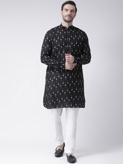 Chitwan Mohan Men Black & White Printed Kurta with Trousers
