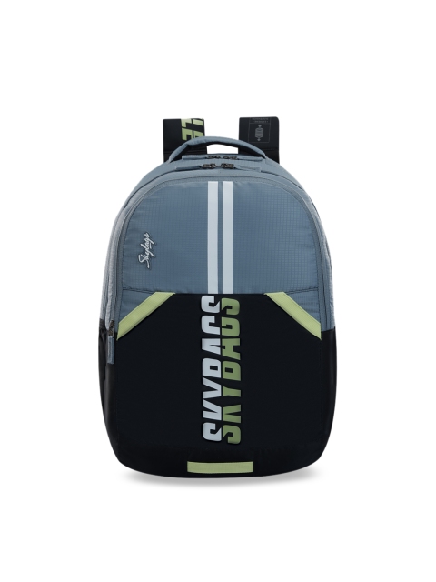 Skybags Kids Grey & Navy Blue Graphic Backpack