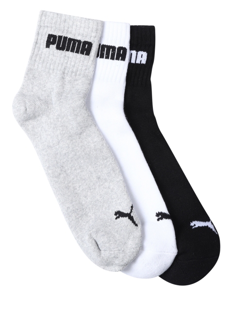 Puma Men Pack Of 3 Assorted Solid Ankle-Length Sport Quarter Socks