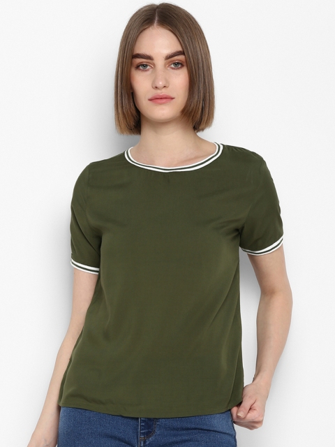 Mode by Red Tape Women Olive Green Solid Top