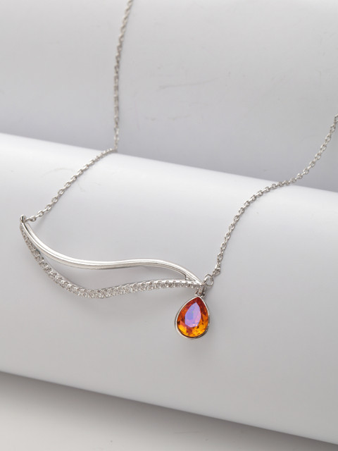AVANT-GARDE PARIS Silver-Toned & Rhodium-Plated CZ Studded Arc Drop Pendant with Chain
AVANT-GARDE PARIS Silver-Toned & Rhodium-Plated CZ Studded Arc Drop Pendant with Chain