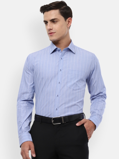 Van Heusen Men Blue Slim Fit Striped Formal Shirt