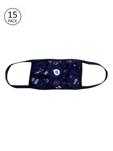 Clovia Adults Navy Blue Pack of 15 Reusable 3-Layer Cloth Masks