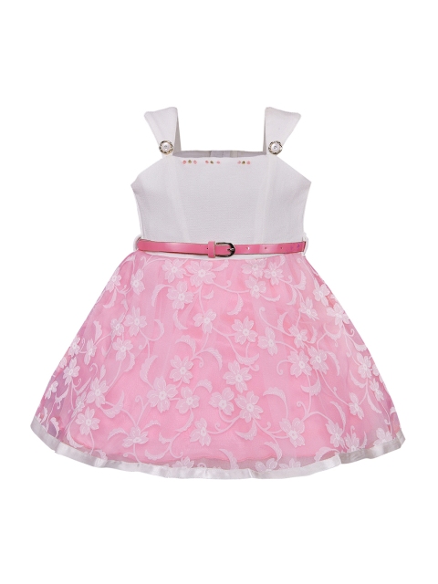 Wish Karo Girls Pink Printed Fit and Flare Dress