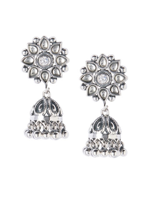 ahilya 92.5 Sterling Silver Dome Shaped Jhumkas