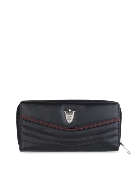 STYLER KING Women Black Solid Zip Around Wallet