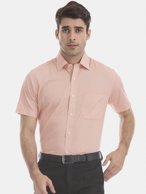 Arrow Men Orange Printed Formal Shirt