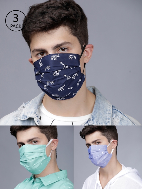 HIGHLANDER Men 3 Pcs 2-Ply Printed Reusable Anti-Pollution Cotton Masks, Turquoise blue
HIGHLANDER Men 3 Pcs 2-Ply Printed Reusable Anti-Pollution Cotton Masks, Turquoise blue